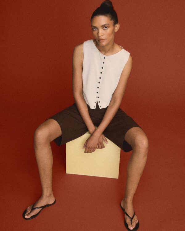 Elith Cotton-Linen Button Knit Vest