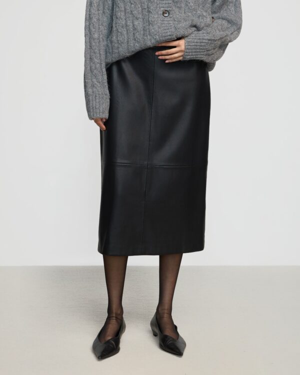 Briony Back Split-Hem Vegan Leather Skirt