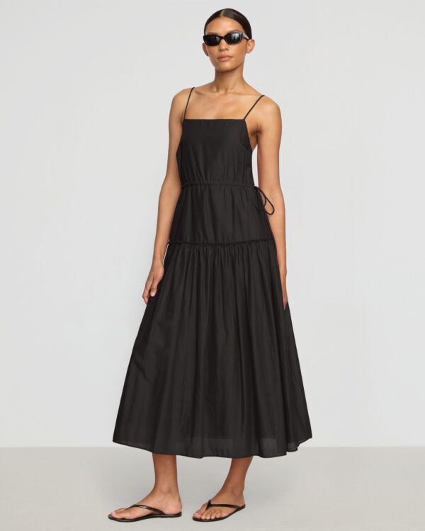 Dalia Tie-Waist Tiered Organic Cotton Dress