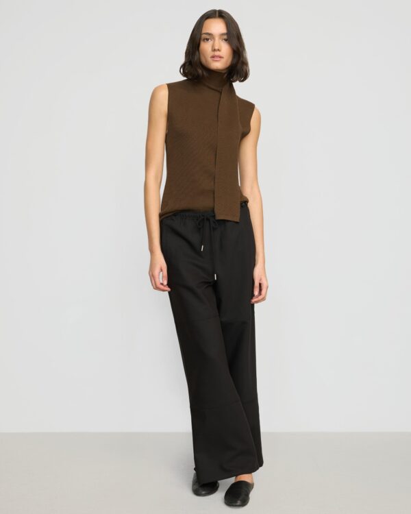 Demi Scarf-Neck Cotton-Silk Knit Top