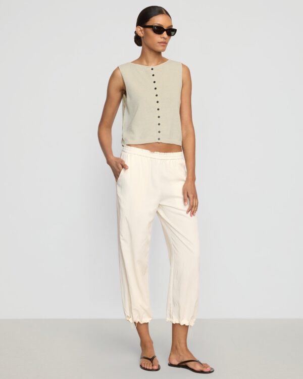 Elith Cotton-Linen Button Knit Vest