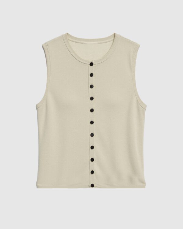 Elith Cotton-Linen Button Knit Vest