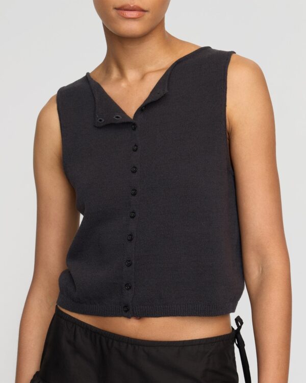 Elith Cotton-Linen Button Knit Vest