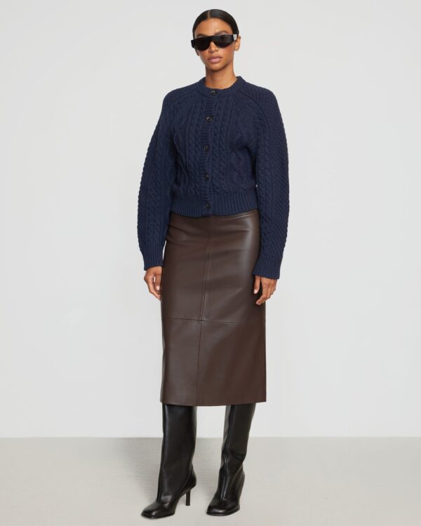 Briony Back Split-Hem Vegan Leather Skirt