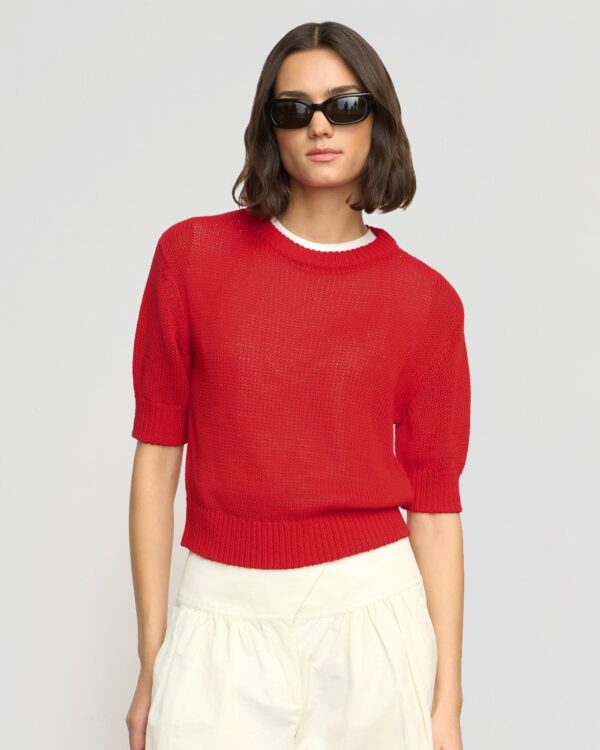 Heidi Pullover Short-Sleeve Knit Top