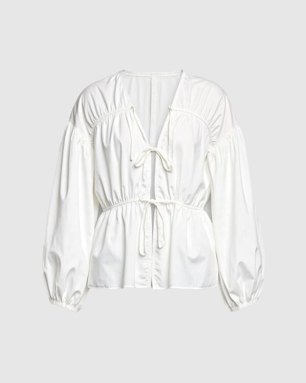 Hira Tie-Front Organic Cotton Blouse