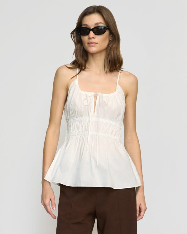Jamila Organic Cotton Semi-Sheer Ruched Cami