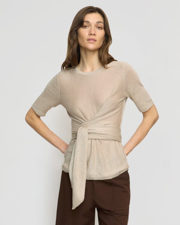 Lark Tie-Front Linen Sweater