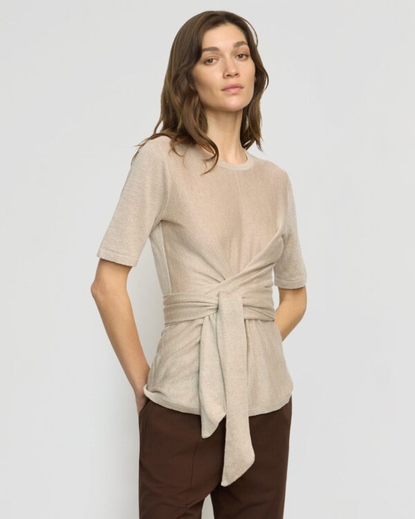 Lark Tie-Front Linen Sweater