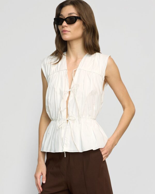 Neha Tie-Front Organic Cotton Blouse