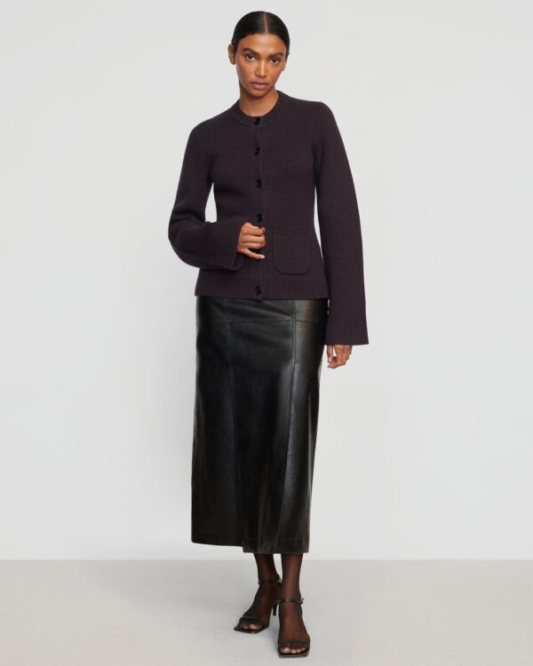 Rama Front-Vent Vegan Leather Skirt