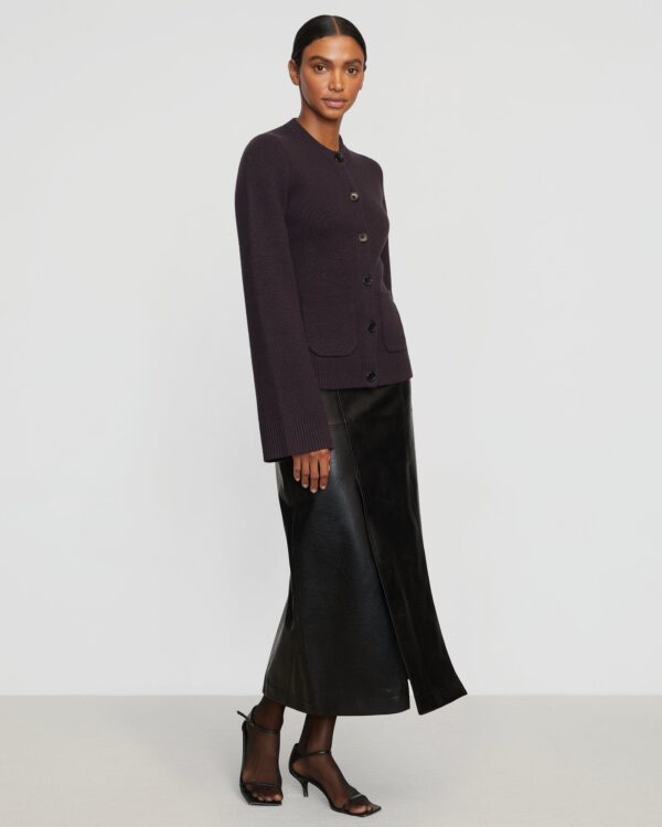 Rama Front-Vent Vegan Leather Skirt
