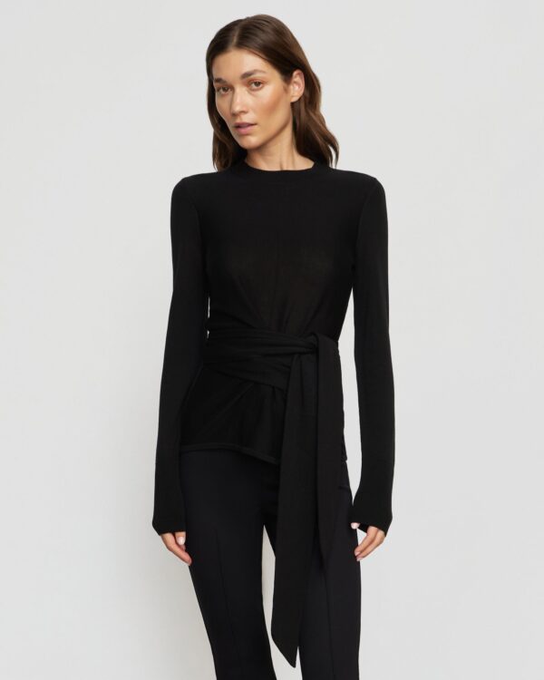 Robin Tie-Front Tencel-Wool Sweater