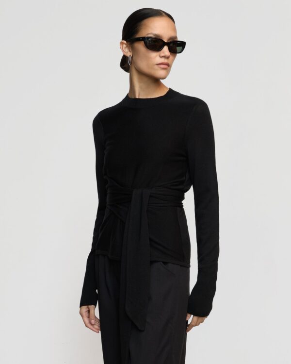 Robin Tie-Front Tencel-Wool Sweater