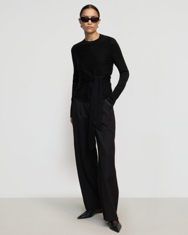 Robin Tie-Front Tencel-Wool Sweater