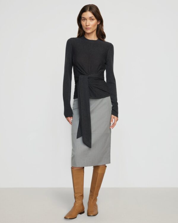 Yulia Back-Split Suiting Skirt