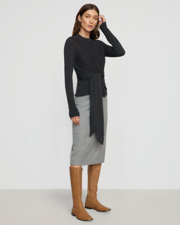 Yulia Back-Split Suiting Skirt