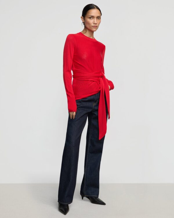 Robin Tie-Front Tencel-Wool Sweater