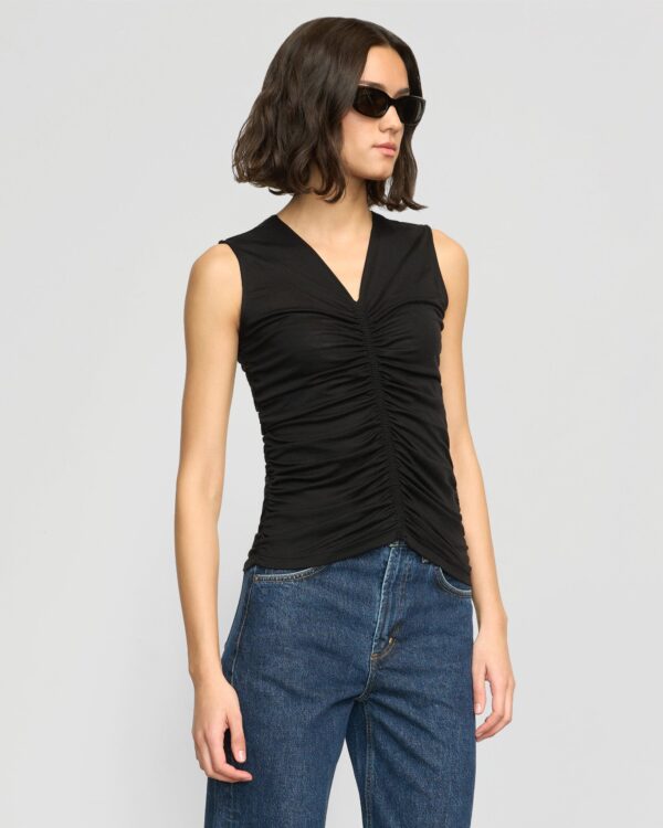 Saleha Ruched-Front Sleeveless Tank