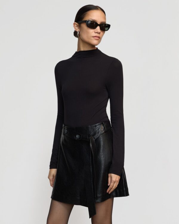 Tanner Vegan Leather Wrap Skirt