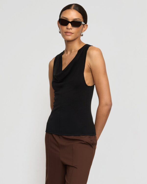 Valerie Cowl-Neck Racerback Knit Top