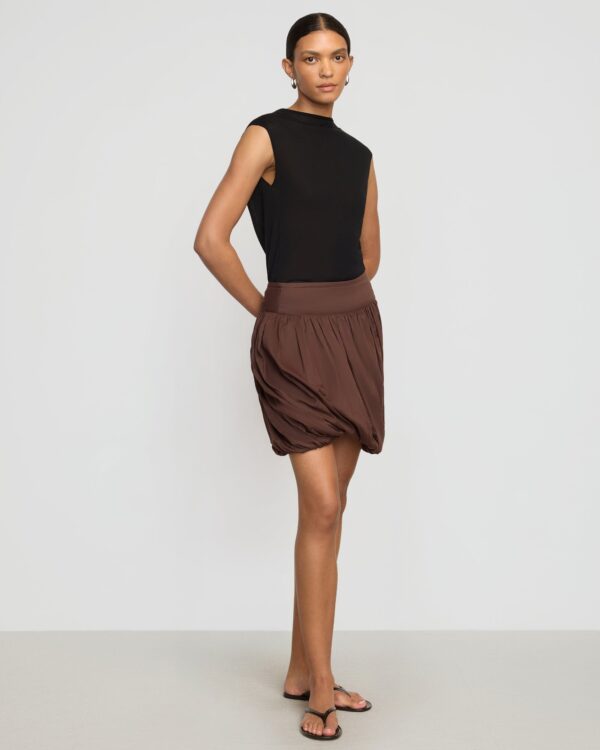 Vallo Semi-Sheer Cowl-Back Knit Blouse