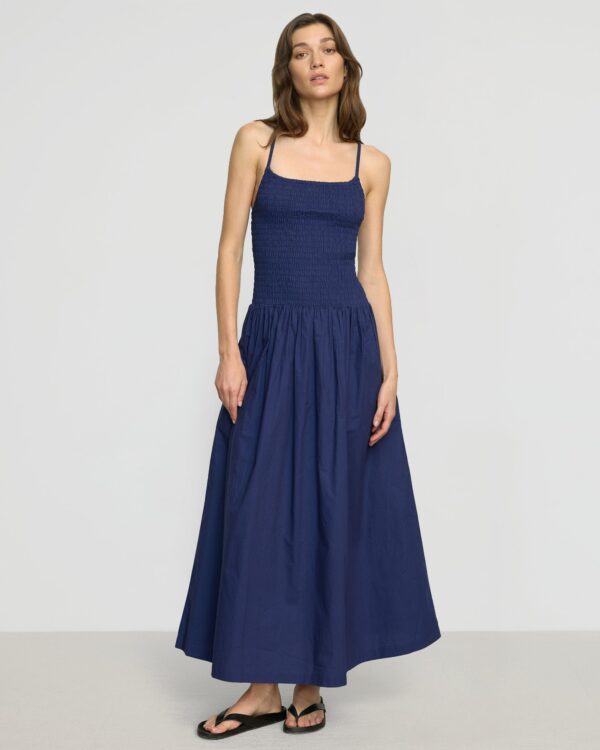 Venus Smocked Organic Cotton Midi Dress