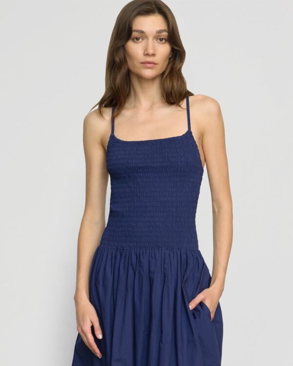 Venus Smocked Organic Cotton Midi Dress