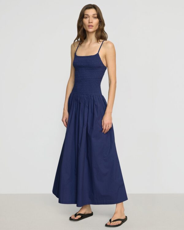 Venus Smocked Organic Cotton Midi Dress