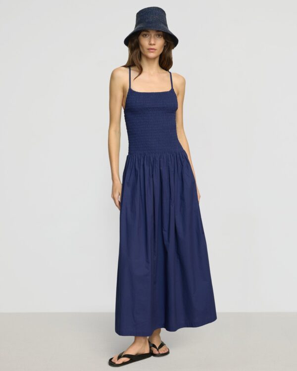 Venus Smocked Organic Cotton Midi Dress