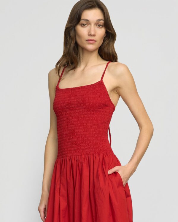 Venus Smocked Organic Cotton Midi Dress