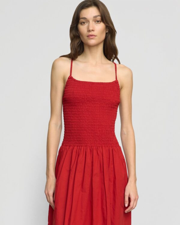 Venus Smocked Organic Cotton Midi Dress