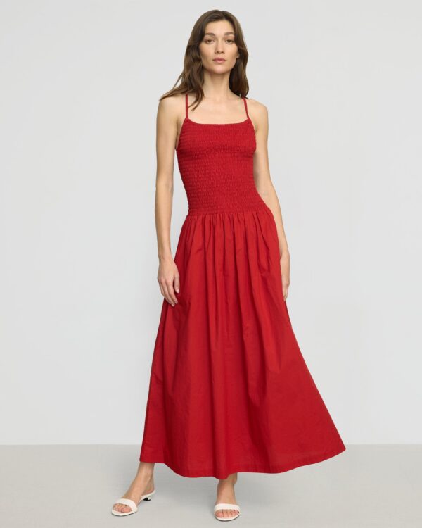 Venus Smocked Organic Cotton Midi Dress